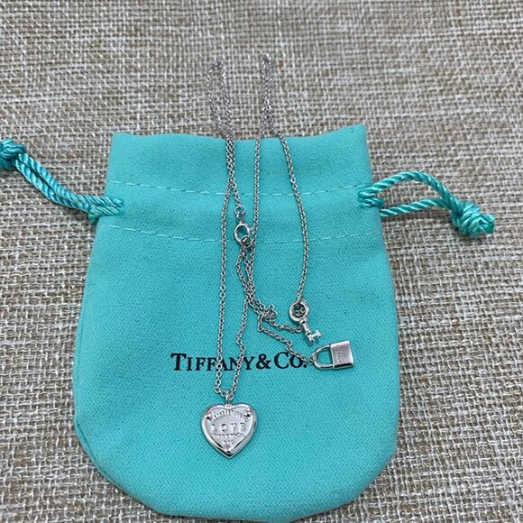 David Yurman Jewelry - Tiffany & Co Sterling Silver Heart Key Lock Pendant Necklace